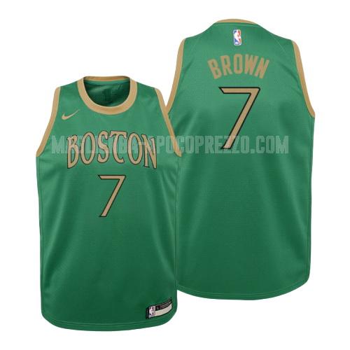 bambini maglia boston celtics di jaylen brown 7 verde numero bianco 2019-20