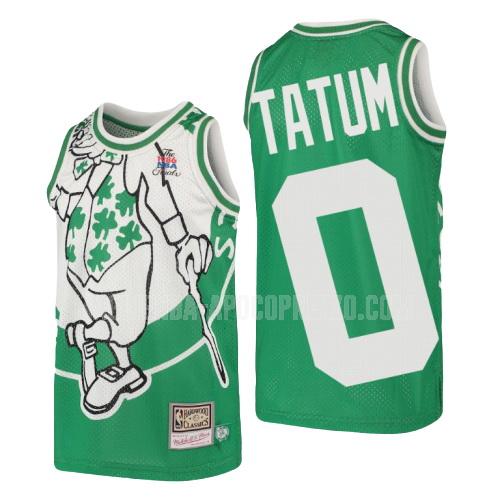 bambini maglia boston celtics di jayson tatum 0 verde hardwood classics big face
