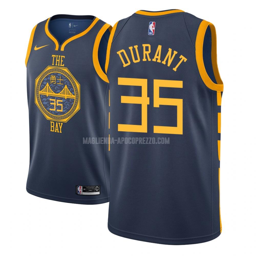 bambini maglia golden state warriors di kevin durant 35 blu navy city edition