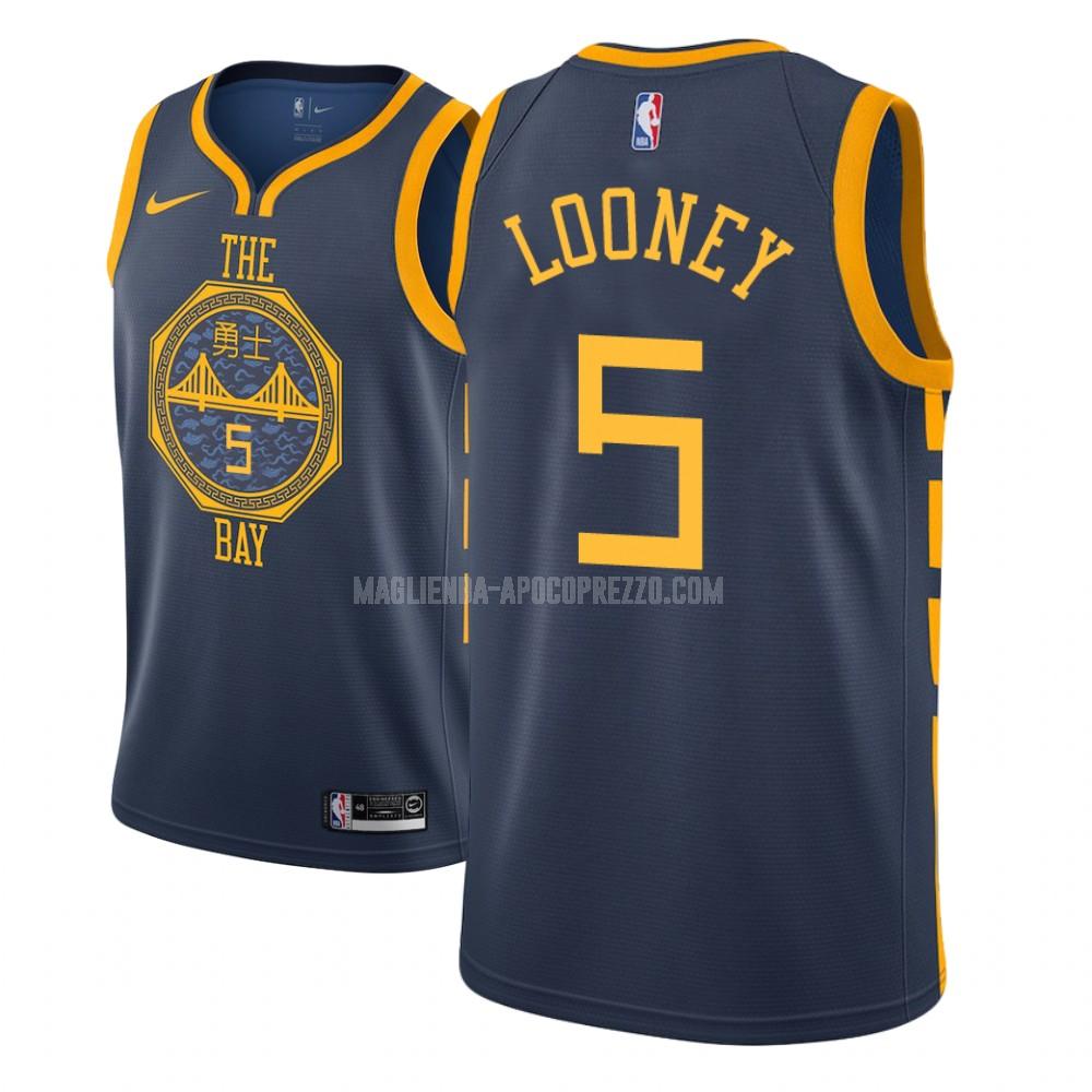 bambini maglia golden state warriors di kevon looney 5 blu navy city edition