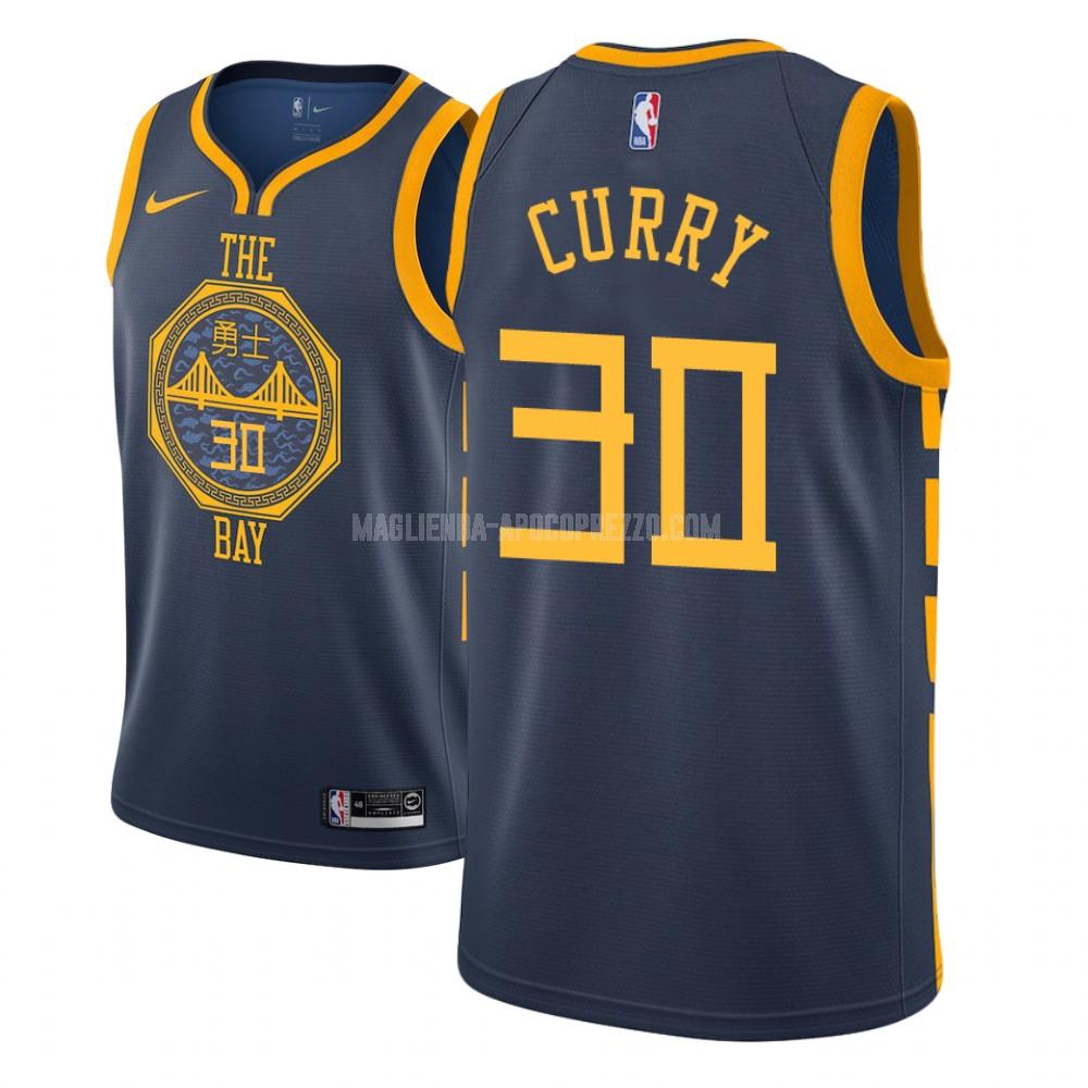 bambini maglia golden state warriors di stephen curry 30 blu navy city edition