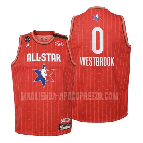bambini maglia houston rockets di russell westbrook 0 rosso nba all-star 2020