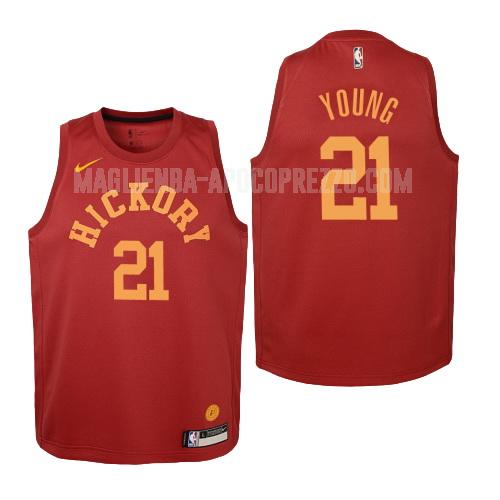 bambini maglia indiana pacers di thaddeus young 21 rosso hardwood classics 2018-19