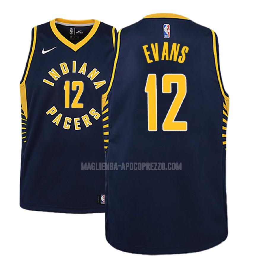 bambini maglia indiana pacers di tyreke evans 12 blu navy icon 2018-19