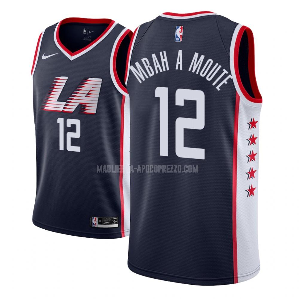 bambini maglia los angeles clippers di luc mbah a moute 12 blu navy city edition