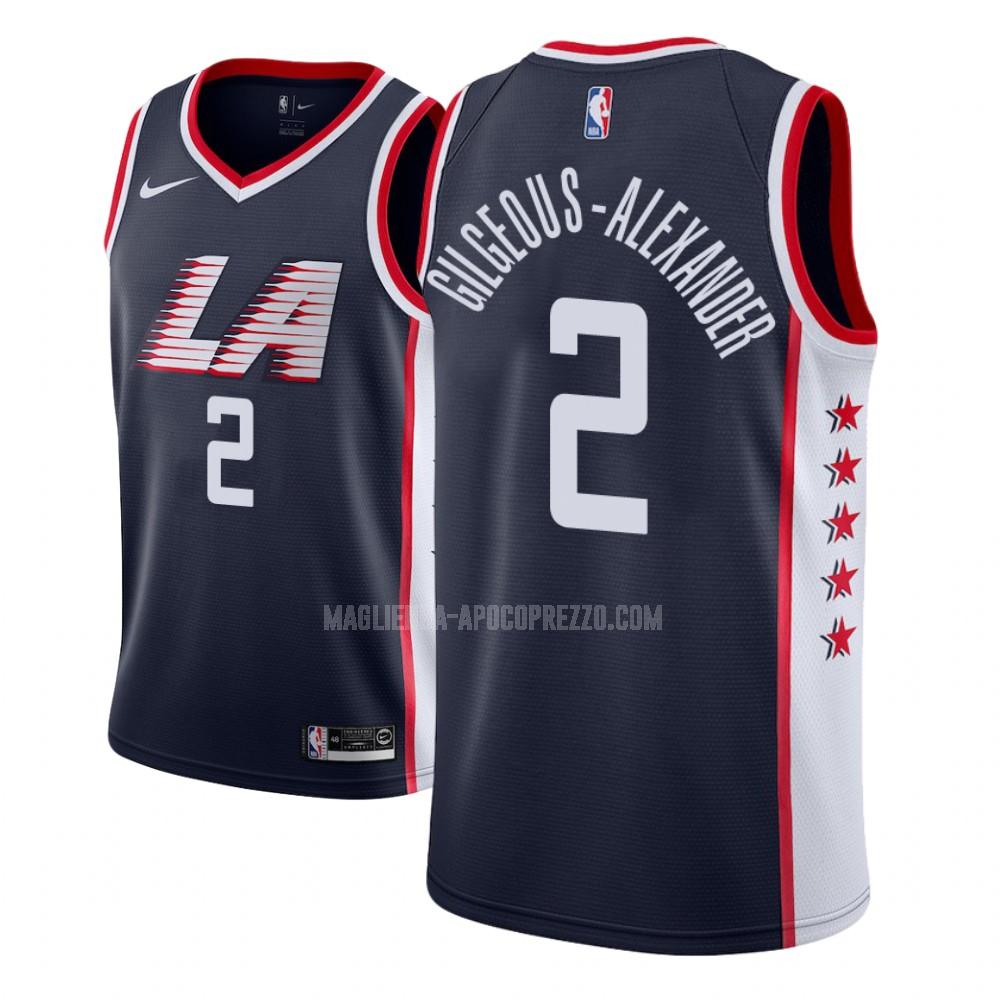 bambini maglia los angeles clippers di shai gilgeous-alexander 2 blu navy city edition