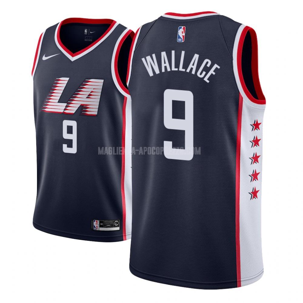 bambini maglia los angeles clippers di tyrone wallace 9 blu navy city edition
