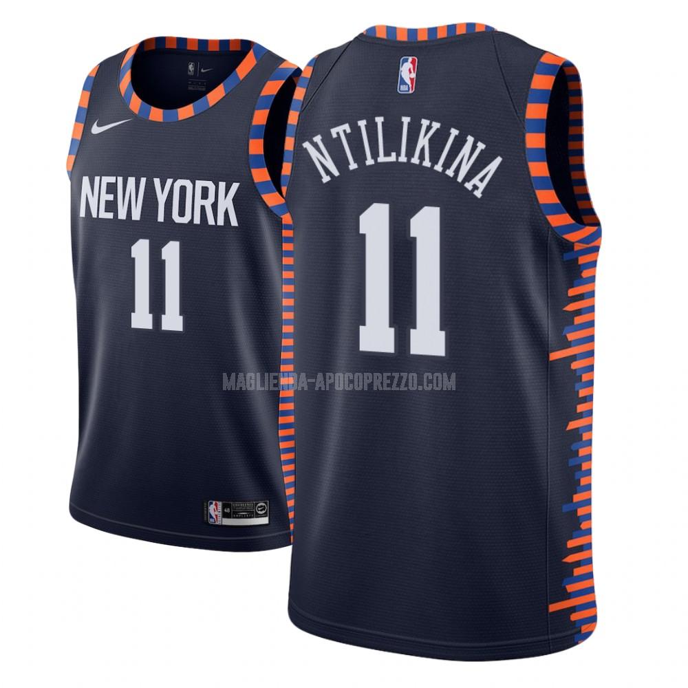 bambini maglia new york knicks di frank ntilikina 11 blu navy city edition