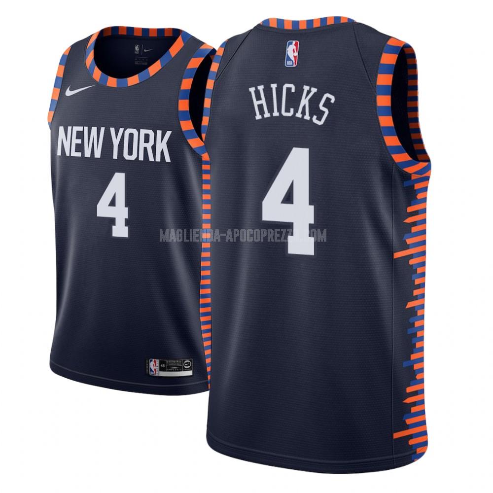 bambini maglia new york knicks di isaiah hicks 4 blu navy city edition