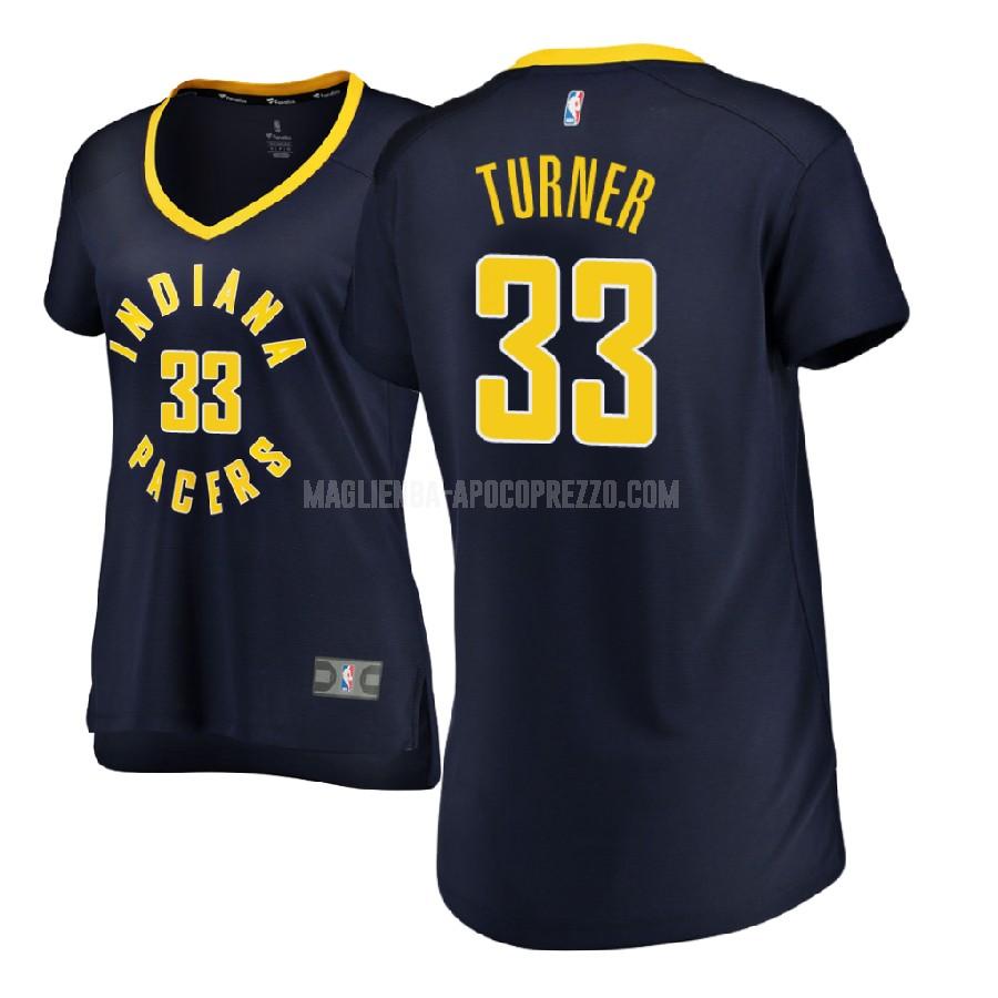 donna maglia indiana pacers di myles turner 33 blu navy icon 2017-18