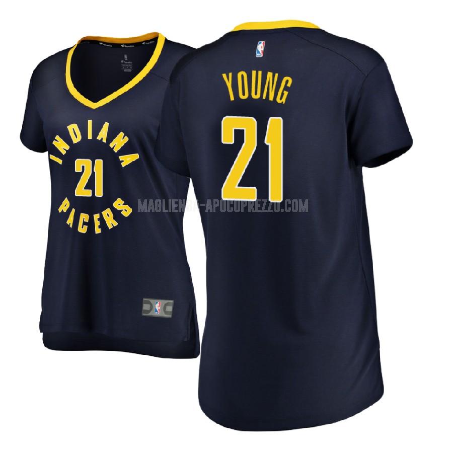 donna maglia indiana pacers di thaddeus young 21 blu navy icon 2017-18