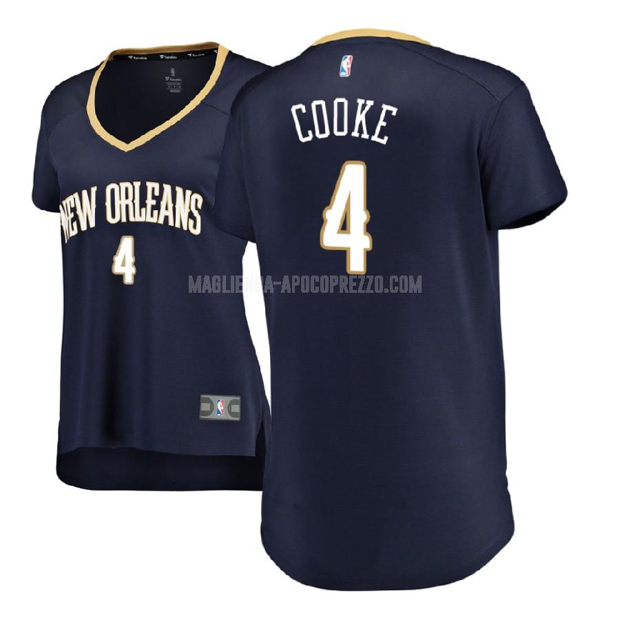 donna maglia new orleans pelicans di charles cooke 4 blu navy icon 2017-18