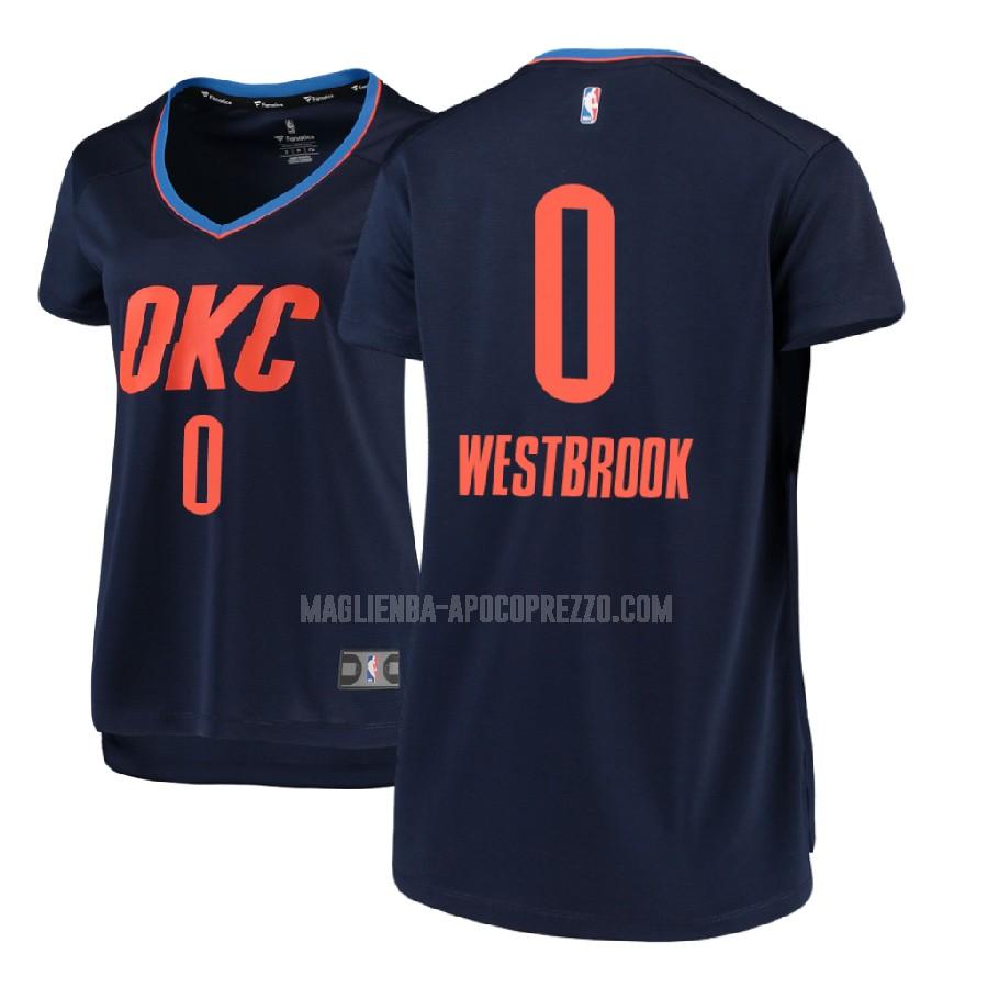 donna maglia oklahoma city thunder di russell westbrook 0 blu navy statement 2017-18