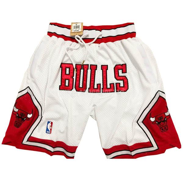 pantaloncini basket chicago bulls di bianco just don tasca-ricamo