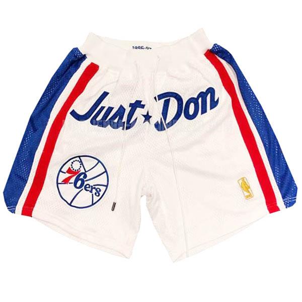 pantaloncini basket philadelphia 76ers di bianco just don tasca