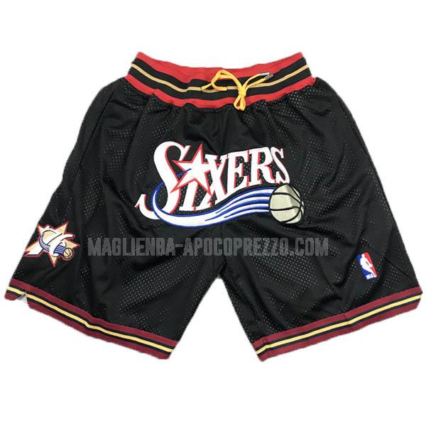 pantaloncini basket philadelphia 76ers di nero just don tasca-retrò