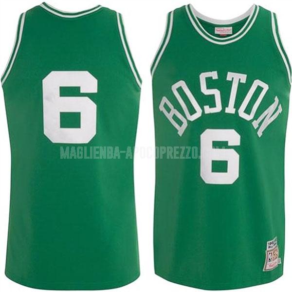 uomo maglia boston celtics di bill russell 6 verde autentico 1962-63
