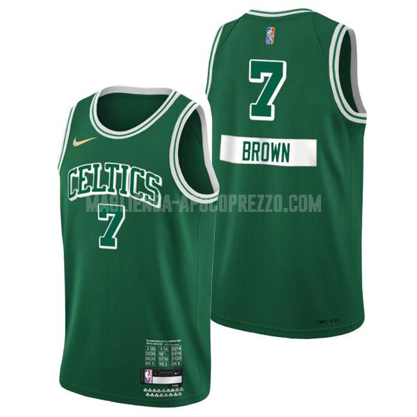 uomo maglia boston celtics di jaylen brown 7 verde 75 anniversario city edition 2021-22