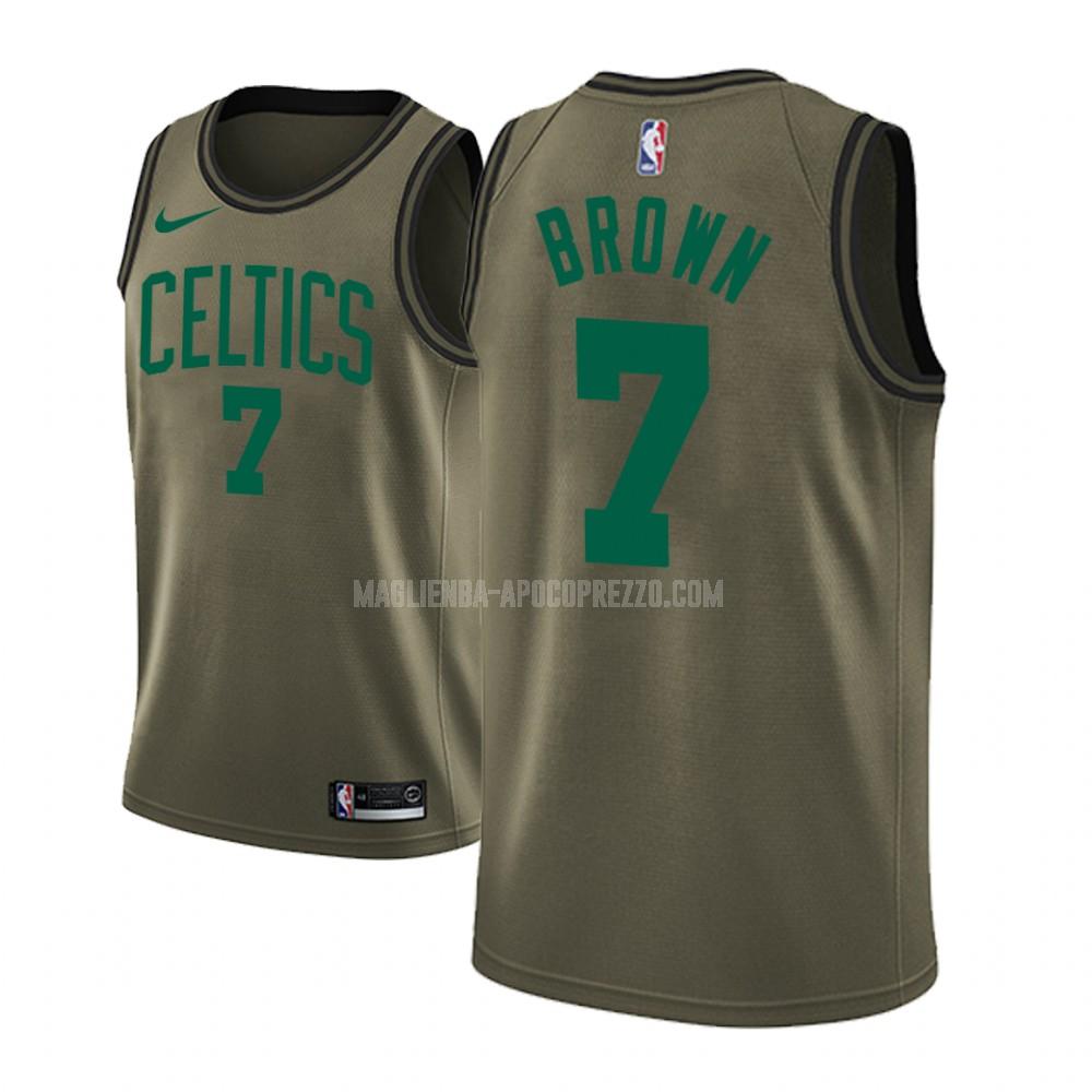 uomo maglia boston celtics di jaylen brown 7 verde militare edizione di moda