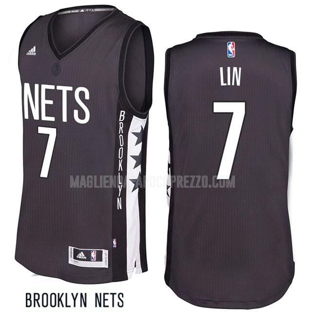 uomo maglia brooklyn nets di jeremy lin 7 grigio alternato 2016-17