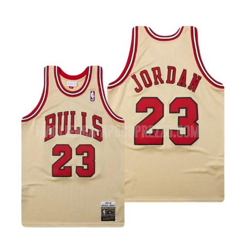 uomo maglia chicago bulls di michael jordan 23 color crema hardwood classics 1995-96