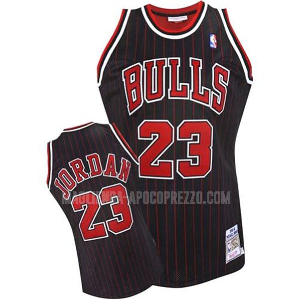 uomo maglia chicago bulls di michael jordan 23 nero autentico 1995-96
