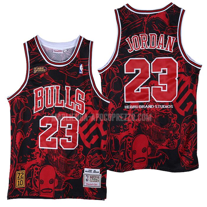 uomo maglia chicago bulls di michael jordan 23 nero hebru brantley x m&n 1995-96