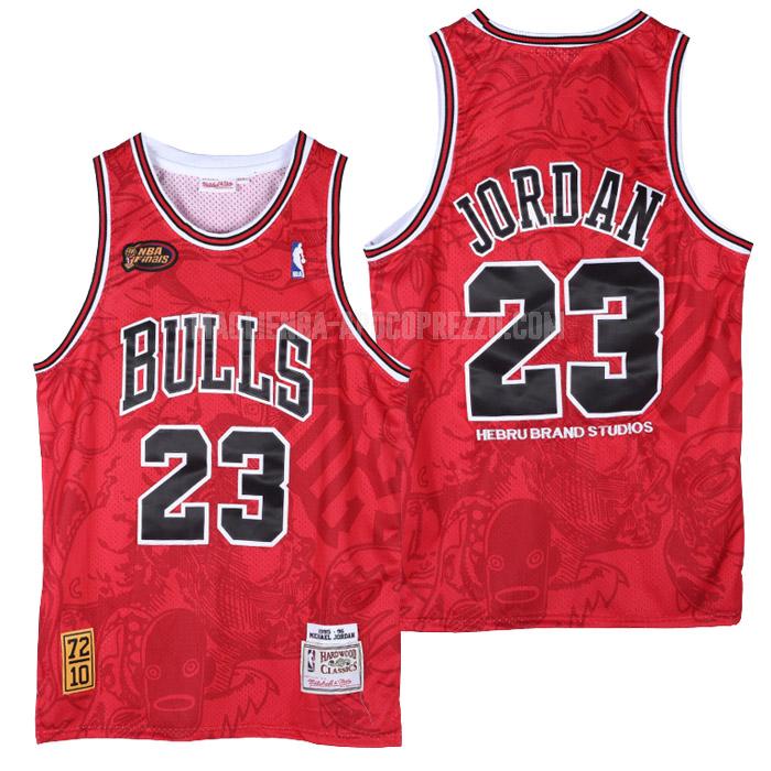 uomo maglia chicago bulls di michael jordan 23 rosso hebru brantley x m&n 1995-96