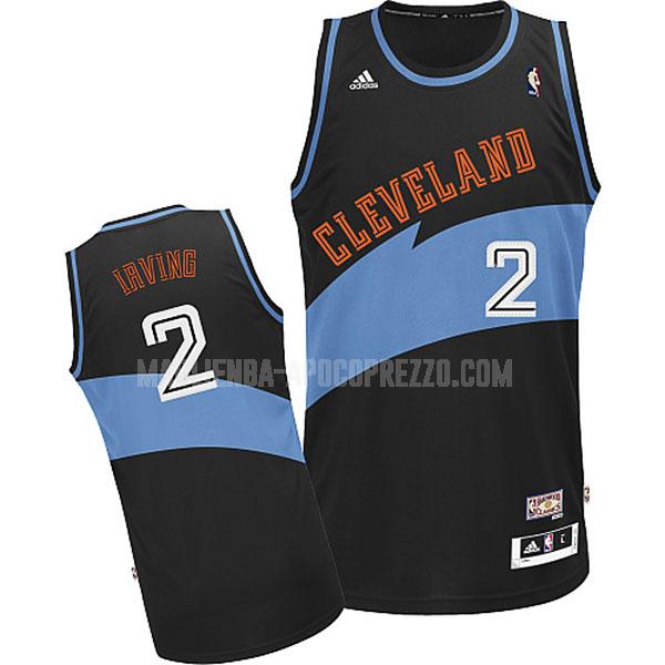 uomo maglia cleveland cavaliers di kyrie irving 2 nero throwback
