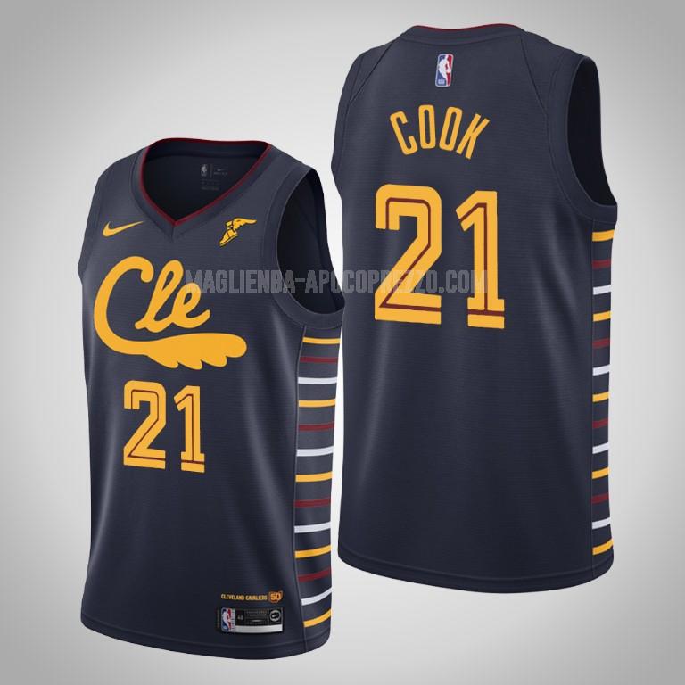 uomo maglia cleveland cavaliers di tyler cook 21 blu navy city edition 2019-20