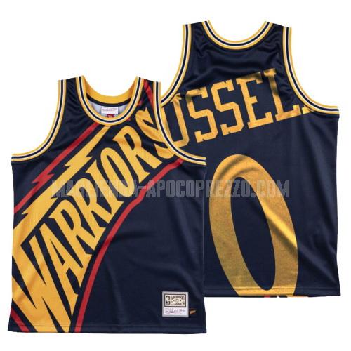 uomo maglia golden state warriors di d'angelo russell 0 blu navy big face