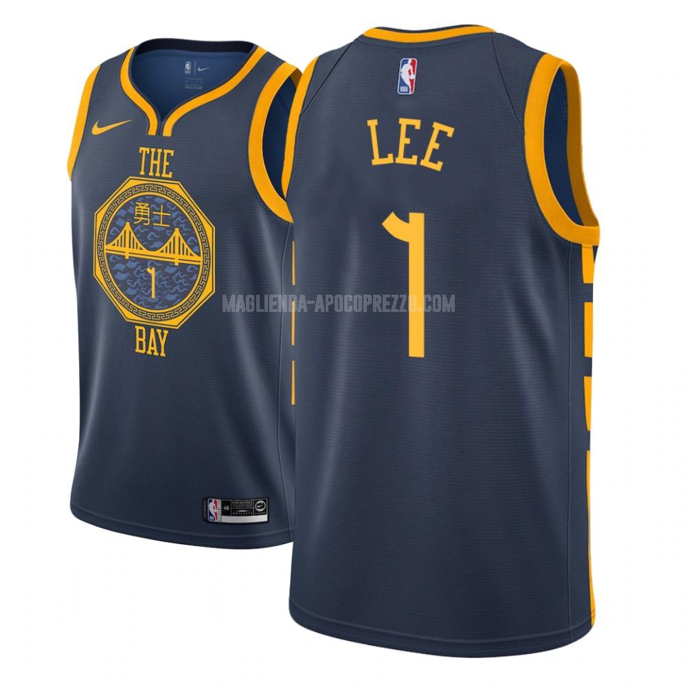 uomo maglia golden state warriors di damion lee 1 blu navy city edition