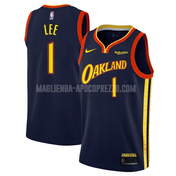uomo maglia golden state warriors di damion lee 1 blu navy city edition 2020-21