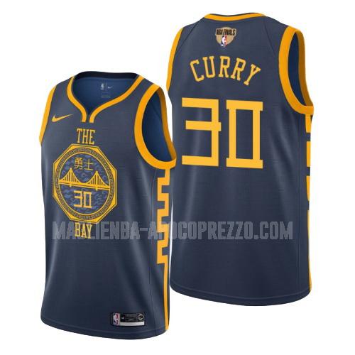 uomo maglia golden state warriors di stephen curry 30 blu navy city edition 2019