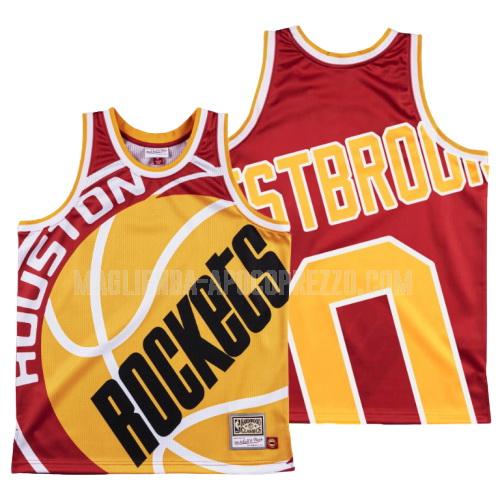uomo maglia houston rockets di russell westbrook 0 rosso big face