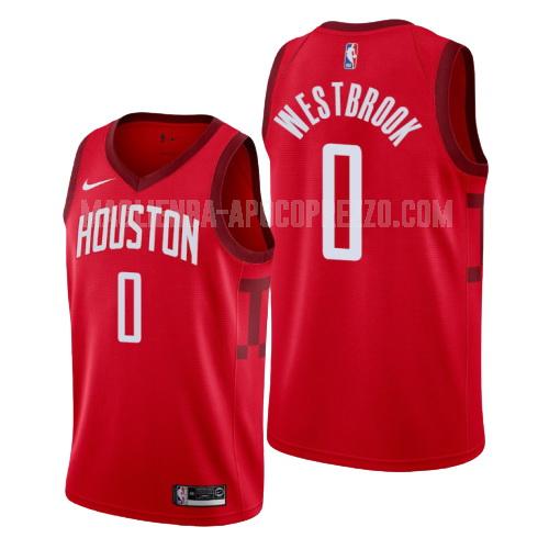 uomo maglia houston rockets di russell westbrook 0 rosso earned edition