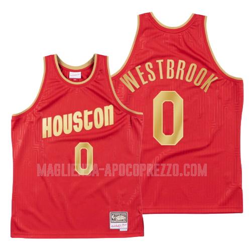 uomo maglia houston rockets di russell westbrook 0 rosso throwback 2020