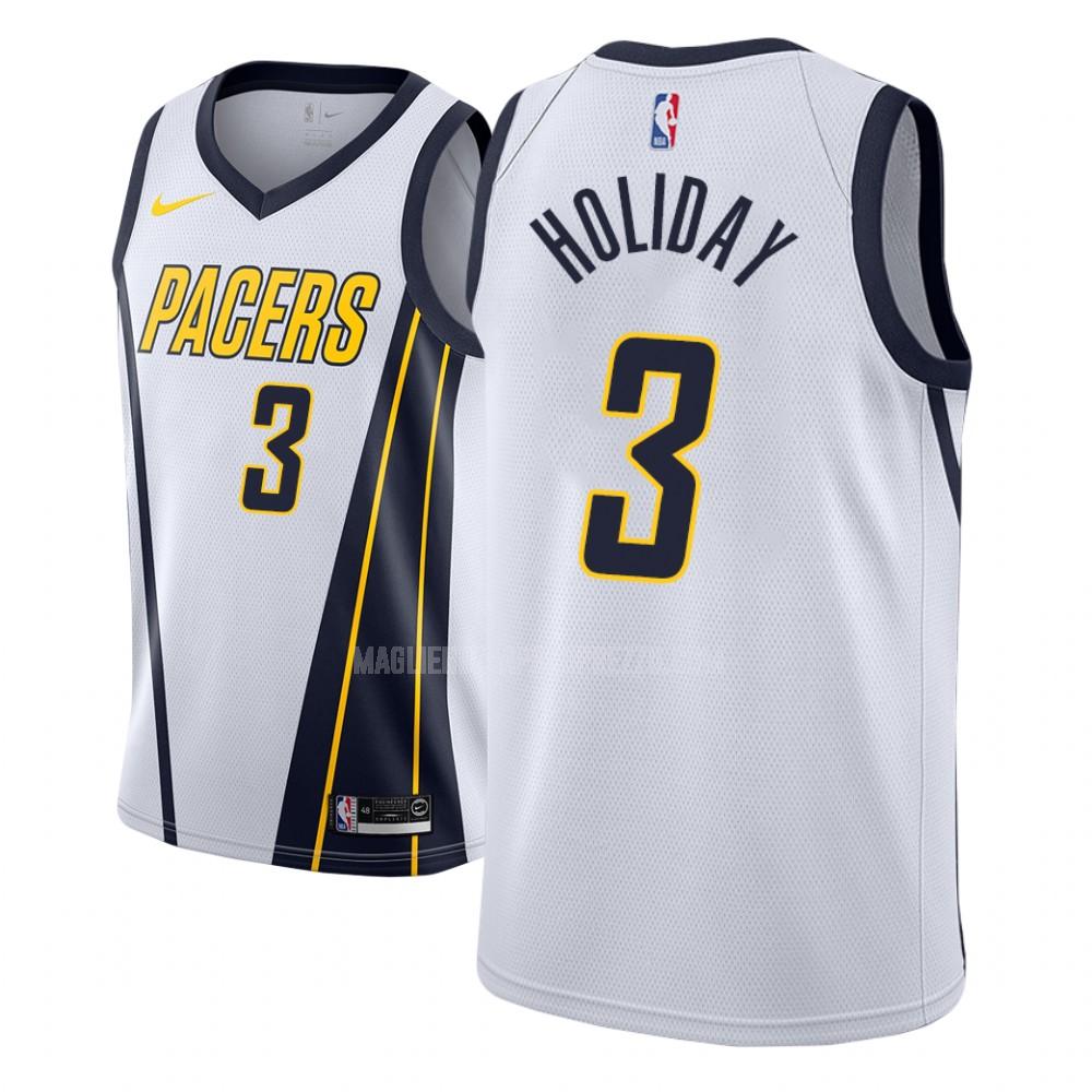 uomo maglia indiana pacers di aaron holiday 3 bianco earned edition