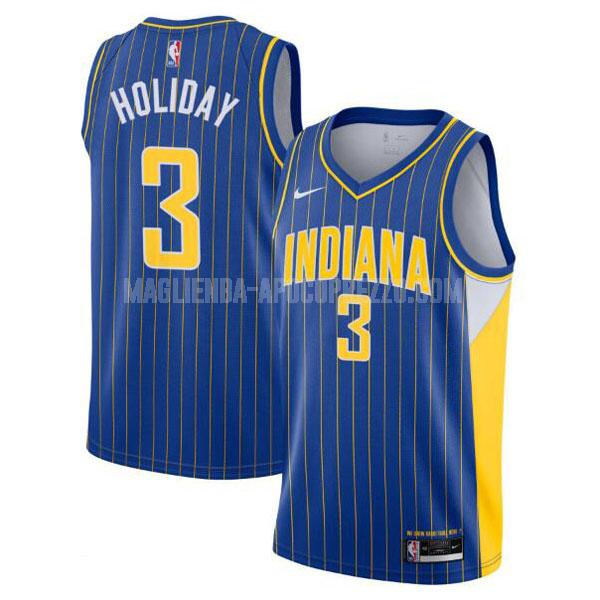 uomo maglia indiana pacers di aaron holiday 3 blu city edition 2020-21