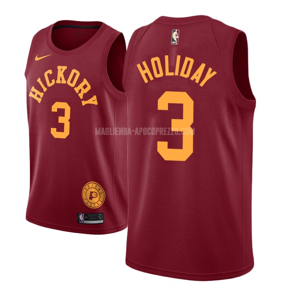 uomo maglia indiana pacers di aaron holiday 3 rosso hardwood classic