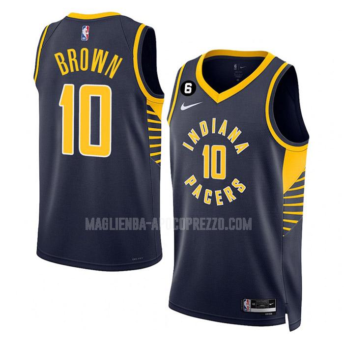 uomo maglia indiana pacers di kendall brown 10 blu navy icon edition 2022-23