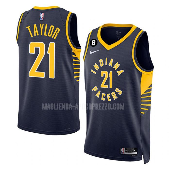uomo maglia indiana pacers di terry taylor 21 blu navy icon edition 2022-23