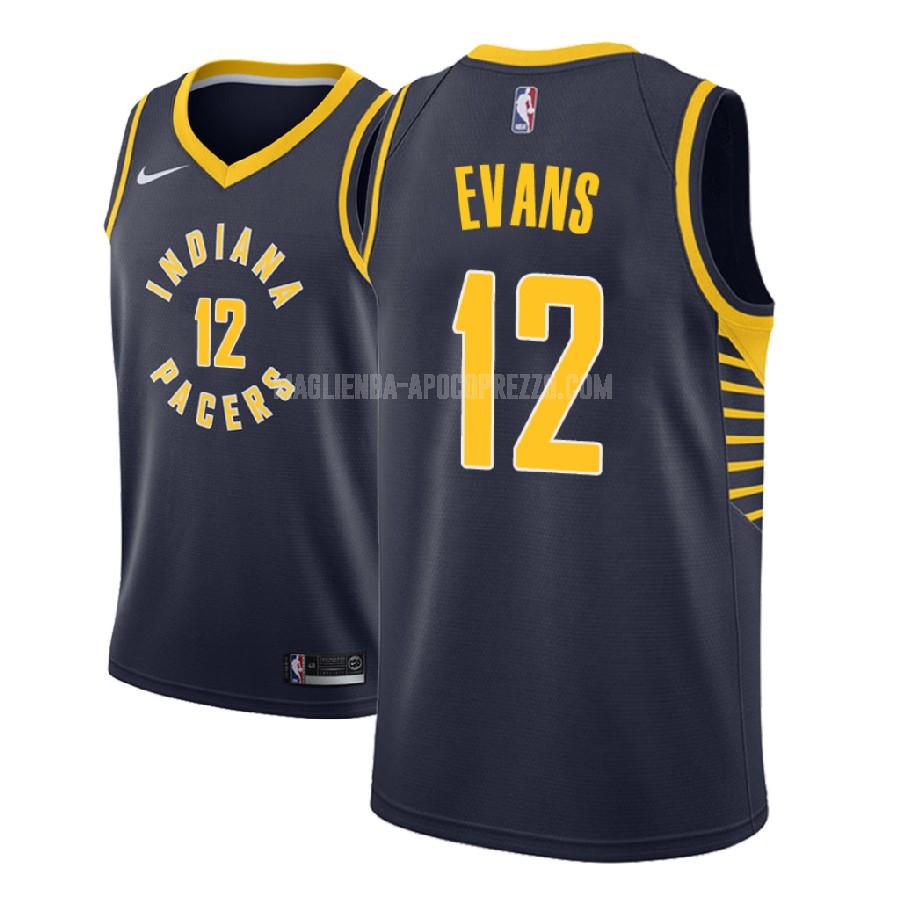uomo maglia indiana pacers di tyreke evans 12 blu navy icon 2018-19