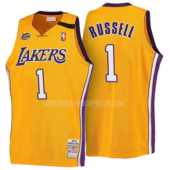 uomo maglia los angeles lakers di d'angelo russell 1 giallo hardwood classics