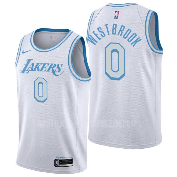 uomo maglia los angeles lakers di russell westbrook 0 bianco city edition