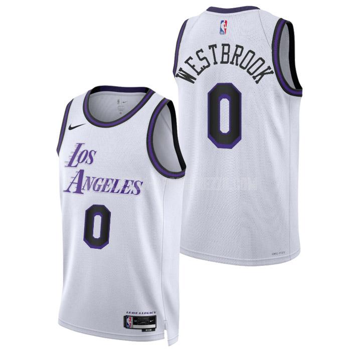uomo maglia los angeles lakers di russell westbrook 0 bianco city edition 2022-23