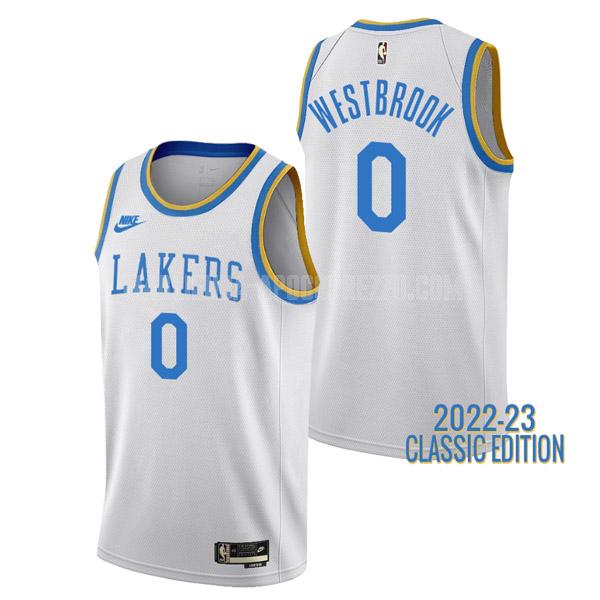 uomo maglia los angeles lakers di russell westbrook 0 bianco classic edition 2022-23