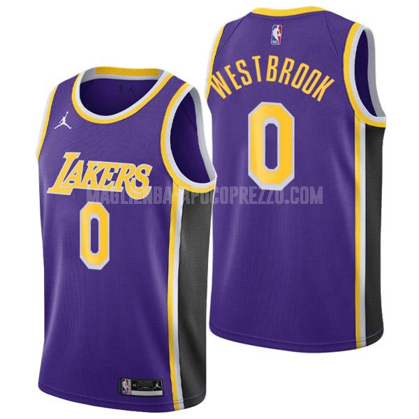 uomo maglia los angeles lakers di russell westbrook 0 viola statement edition