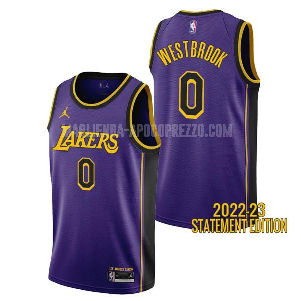 uomo maglia los angeles lakers di russell westbrook 0 viola statement edition 2022-23