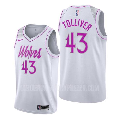 uomo maglia minnesota timberwolves di anthony tolliver 43 bianco earned edition